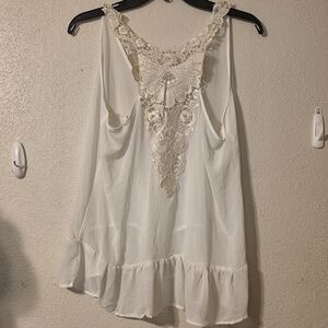 Pretty Good White Lace Back Top